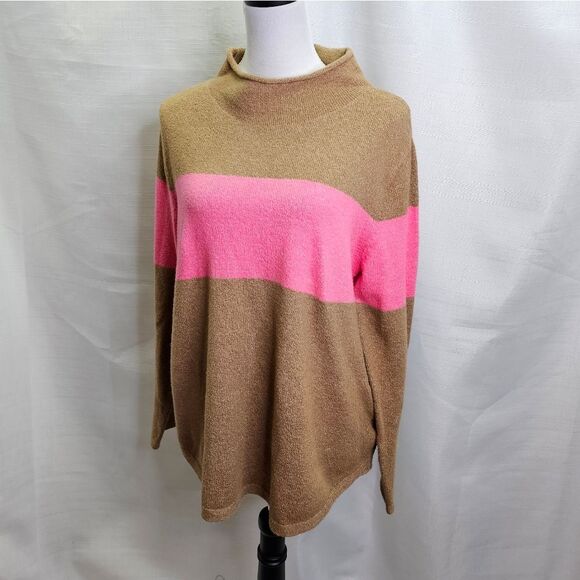 Old Navy Tan and Pink Colorblock Mock Neck Knit Sweater Size Large - Picture 3 of 8